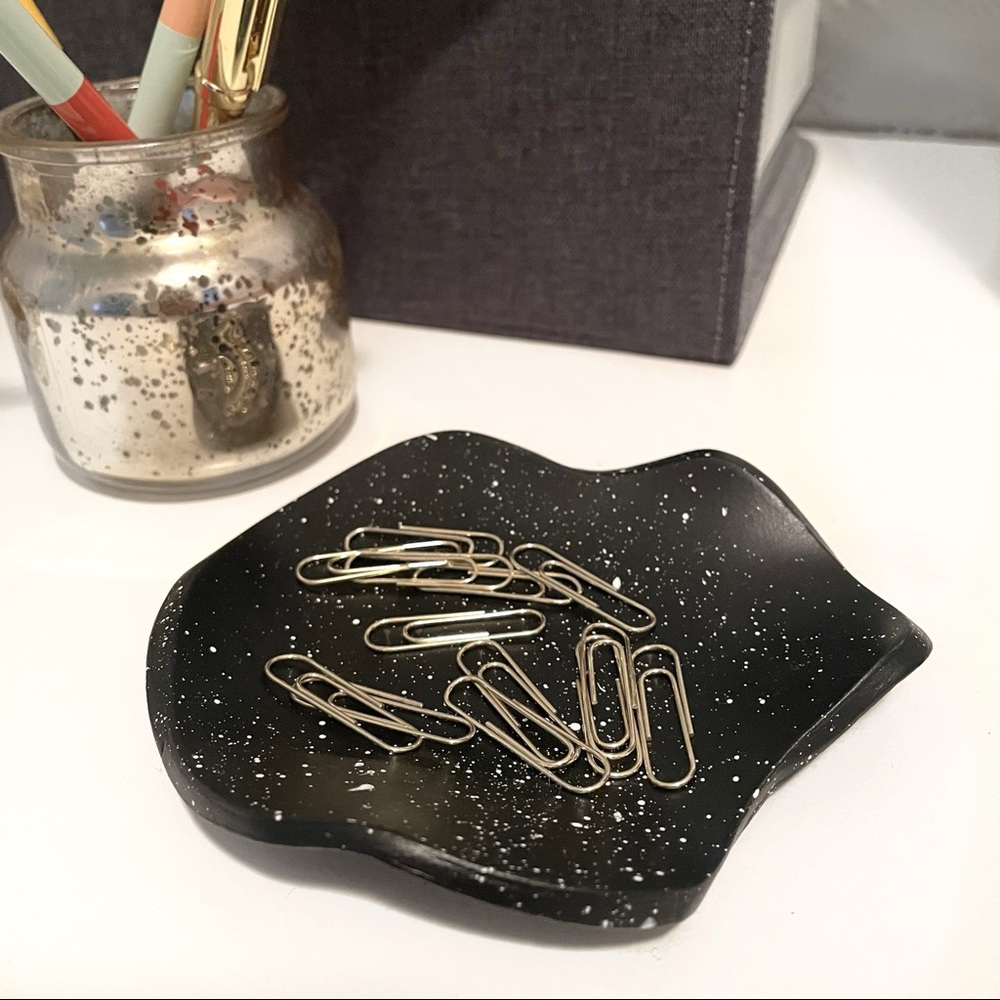 Handmade Clay All Black Trinket Dish